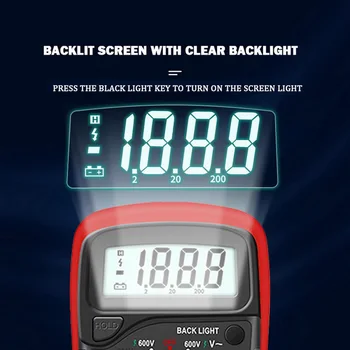 Bærbare 8205C Digital Multimeter AC / DC-Amperemeter Volt Ohm Tester Meter Multimetro Med Termoelement LCD-Baggrundslys