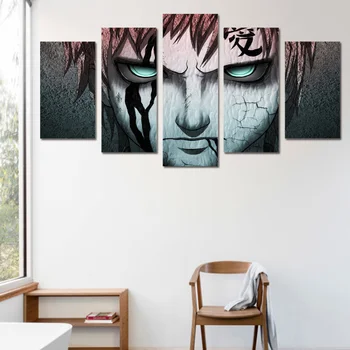5 Stykke Lærred Kunst anime Naruto Gaara Trykt Væg Kunst, Indretning Lærred Maleri Billede Plakat og Print er Fri Fragt XA1269