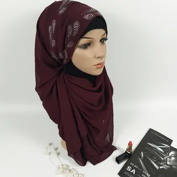 M9 Høj kvalitet diamond boble chiffon hijab wrap sjaler dame tørklæde tørklæder hovedbøjle 180*75cm 10stk 1lot