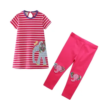 TUONXYE 2-7 År Baby Piger Flamingo kortærmet Kjole+ Leggings Børn Toddler Tøj Sæt Søde Pige Nederdel+Bukser Tøj Sæt