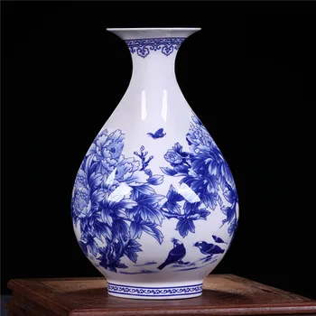 Jingdezhen blå og hvid Porcelæn Vaser Fine Bone China Vase Pæon Indrettet Høj Kvalitet Keramisk Vase