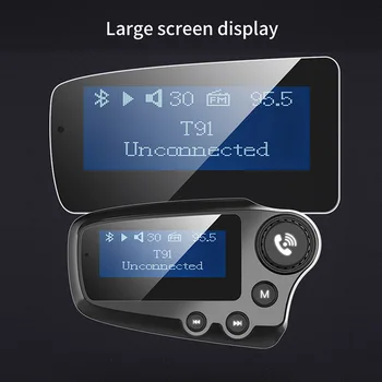 JaJaBor FM-Senderen Bluetooth-5.0 Bil Kit Håndfri Opkald AUX Stereo A2DP Store Skærm QC3.0 Hurtig Opladning