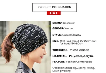 LongKeeper Brand Design Wmen ' s Hat Brev Print Tørklæde Caps Hovedbeklædning Afdækning Cap Gorros mujer Touca