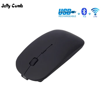 Jelly Kam Genopladelige 2,4 G Trådløs Mus Bluetooth 4.0 Untral Tynd Musen Stille Ergonomisk Mus til Apple Mac PC-Bærbar lyd fra