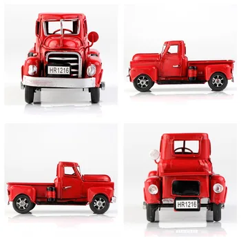 OurWarm Jul 2018 Lille Røde Lastbil bordplade Decor New Year ' s Produkter til Børn Metal Køretøj Bil Model med Bevægelige Hjul