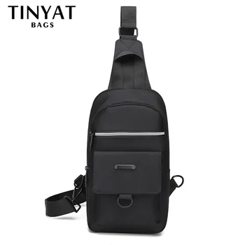 TINYAT Slynge taske Til 7.9 pad Black Casual Funktionelle Mænd Brystet Taske Pack dual hovedtelefonstik Mænd Skulder Messenger Tasker Pack Taske
