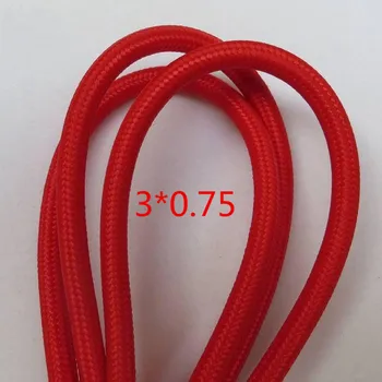 5m / 10m masse 3 kerner farver stof ledning 3*0,75 mm kabel retro tekstiler vævet net kabel ledning og kabel 3 * 0,75 mm