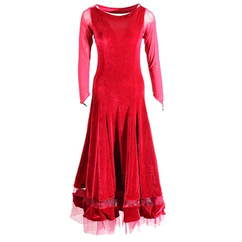 Kvinder moderne dans slid ballroom dance training dress bold dans kostumer vals, tango, rumba dans blonder fuld nederdel kjole S9048
