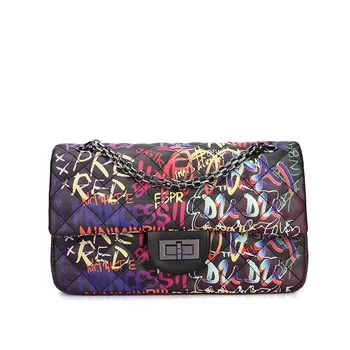 Taske Kvindelige Ny 2020-Designer Kvinders Messenger Bag Sommer Dame Graffiti Udskrivning Kæde Skuldertaske Søde Dække Crossbody Tasker