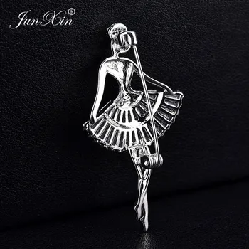 JUNXIN Søde Ballet Girl Dance Broche Pins Smukke Damer Kvinder Vintage Brocher Sikkerhed Pin-og Hvidguld Smykker 2018 mors Dag Gif