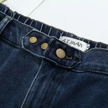 Plus størrelse med navy blå til kvinder Plisserede Lige jeans bukser 2021 forår og efterår casual damer bukser kvindelige bukser