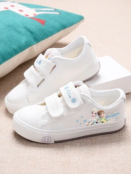 Disney princess Piger frosne lærred hvid sko børn elsa anna Sport Sneakers prinsesse tegnefilm skønhed kids sko til børn gave