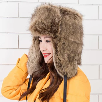 MZ250 Tyk Varm Vinter Bombefly Hat til Kvinder af Høj Kvalitet russisk Ushanka Hat Damer Faux Pels Hat Kvindelige Earflap Trapper Hat