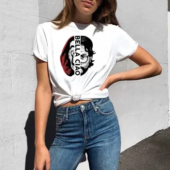 Kvinder Figur Trykt kortærmet T-shirts Kvinder Hus af Papir Cool Sjove Design, La Casa De Papel T-Shirt Penge Heist t-Shirt