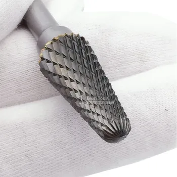 Wolfram stål, hårdmetal rotary burr fil LX1228M06 taper med rund 12 mm hoved 6 mm skaft slibende grinder slibe værktøj