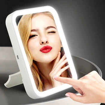 Desktop Makeup Spejl LED makeup-Spejl Touch Lysdæmper Bordplade Spejl Badeværelse Soveværelse Make-up Spejl Sammenfoldelig Bærbare