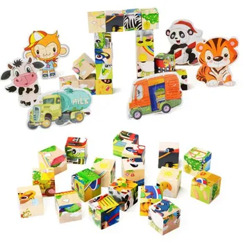 9Pcs Kid Træ-Tegnefilm Dyr Puslespil Toy Visdom Puslespil Tidlig Uddannelse, Læring Legetøj Til Børn, Spil, 3D-Puslespil nye