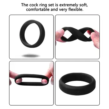 6 Størrelsen Silikone Penis Ring Sex Legetøj til Mænd Mandlige Masturbator Cock Ring Forsinkelse Sædafgang Voksen Etroic Legetøj Sex Shop for Par