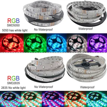 Vandtæt Bluetooth-RGB LED Strip strip 5050 2835 LED Lys 5m 10m Luz LED Fleksibel med fjernbetjening jul controller 15m 20m