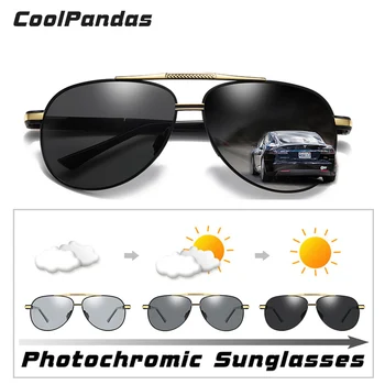 CoolPandas Design Pilot Solbriller Mænd Kvinder Fotokromisk Ændre Farve Linse Unisex Polariseret Kørsel Briller UV Beskyttelse