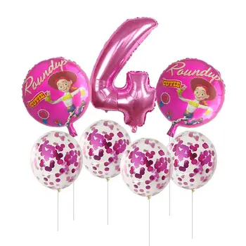 7pcs Toy Buzz Lightyear Balloner Antal Blå Pink Sølv Folie Ballon Historie Happy Birthday Party Ballon Cartoon Kids Legetøj forsyninger