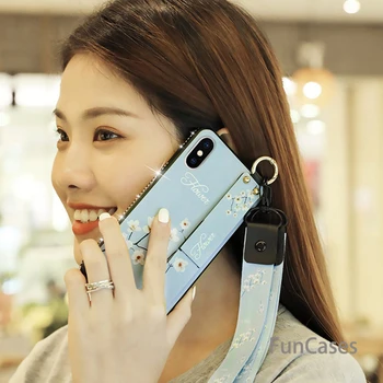 Taske Til Samsung Galaxy S10 Lite S9 S8 Plus S7 Kant Note 8 9 A10 A30 A50-M10-M20 A6 A750 A8-Stjernede +To Bløde Blomst Klud Lanyard