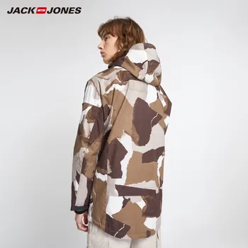 JackJones Mænds Camouflage Mønster Hætteklædte Casual Parka Trench Coat Jakke Herretøj| 219321501