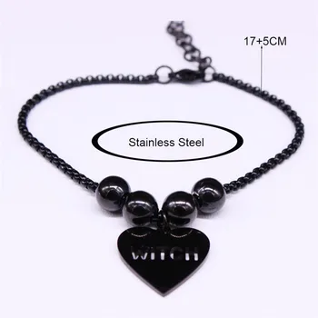 2021 Fashion Witch Stainless Steel Bracelet Women Black Color Bracelet Charm Jewelry pulsera acero inoxidable mujer B18664