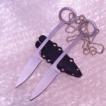 Dropship 5cr13mov Stål Fixed Blade Knife Udendørs Camping Overlevelse Kniv EDC Halskæde Kniv Med kydex Skeden