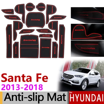 Anti-Slip Gummi Gate Slot Cup Mat for Hyundai Santa Fe 2013 2016 2017 2018 DM Maxcruz Grand SantaFe ix45 Tilbehør