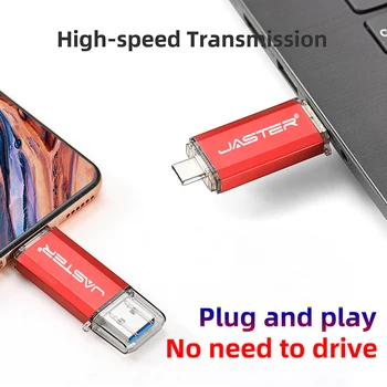 JASTER OTG 2-i-1 USB-Flash-Drev USB3.0 & Type-C & Mikro-USB-128GB 64GB 32GB, 8GB 16GB 4GB Nøgler Dual Pen-Drev, USB-Cle