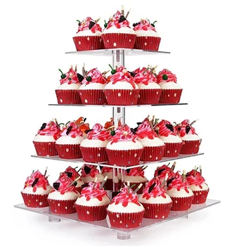 3 4 5 6 7 Tier-Pladsen Akryl Kage Displayet Holder Stand Gennemsigtig 3mm Plexiglas Cupcake Skuffe Dessert Til Fest Dekoration