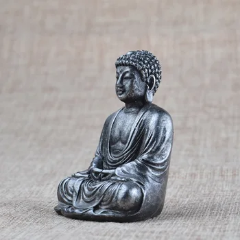 1stk Mini Buddha Have, Statue af Buddha Figur Statue Ornament Harpiks Meditation Hjem Tabel Dekoration 7*5cm
