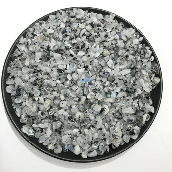 100g natursten Mineral Krystal Hvid Sort Plet Labrador Sten, Kvarts Grus Healing DIY materiale boligindretning Håndværk