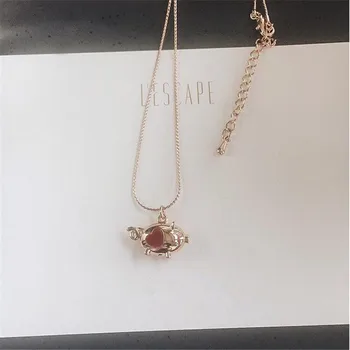 Uini-Hale 2019 hot 925 sterling sølv, med søde røde elsker små guld gris halskæde mode tidevand, strøm sød høj kvalitet smykker ED296