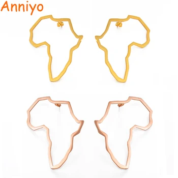 Anniyo Afrika Kort Overdrivelse Større Stud Øreringe Kvinder Sølv Farve/Guld/Hvid Guld Afrikanske Smykker Overdrevet Øreringe #158321