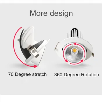 Dæmpbar LED Forsænket Loft lys 10W 15W 25W 30W 360 Graders justerbar led-lys 3000K/4000K/6000K AC85-265V + Driver