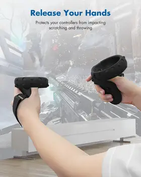 KIWI design Touch Controller Grip & Silikone Beskyttende Ring Sæt til Oculus Quest 1/Rift S Tilbehør med Justerbar Rem