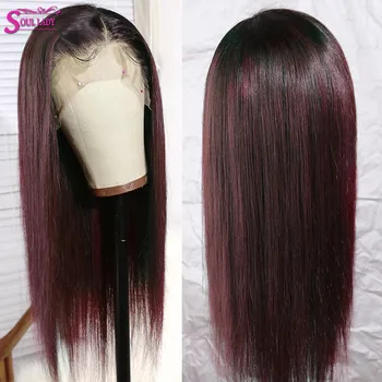 Soullady 1B/99J farve Lace Front Wig Ombre Farve Lige 13x4 Lace Front Wig menneskehår Preplucked Remy Brasilianske Lukning Parykker