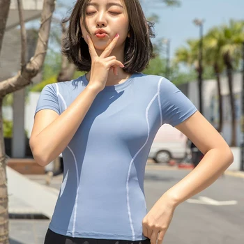 Sommer Sport Shirts Var Tynd Trænings-og Kort-langærmet Quick-tørring af Tøj, der Kører Yoga T-shirt, Sport Toppe Fitnesscenter Kvinder
