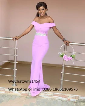 Mbcullyd Pink Havfrue Afrikanske Brudepige Kjoler 2020 Lang Sexet Off Skulder Kvinder Bryllup Part Kjole Robe Demoiselle D ' honneur