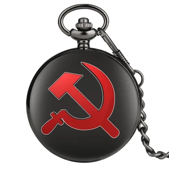 Acceptér Tilpassede Sort USSR Sovjetiske Hammer og Segl Quartz lommeur Ur CCCP Rusland Emblem Kommunismen bedste Gaver Dropshipping