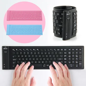 ET Bluetooth 3.0 Sammenklappelig-Tastatur med Numerisk Tastatur til Tablet-PC, Mobiltelefon, Bærbare BT Trådløse Blød Silikone Keyboard