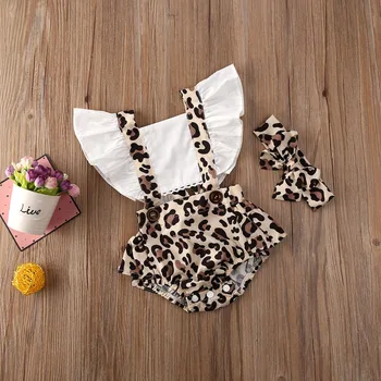 Ma&Baby 0-24M Sommeren Leopard-Baby Girl Romper Nyfødte Spædbarn Tøj Flæser Buksedragt Overalls Søde Kostumer