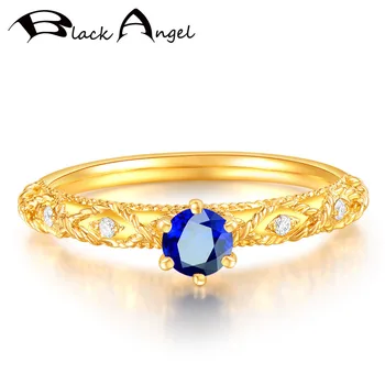 BLACK ANGEL 18K Guld Luksus Safir, Rubin, Smaragd Gemstone Justerbar Ring For Kvinder Bruden Bryllup Mode Smykker Gave