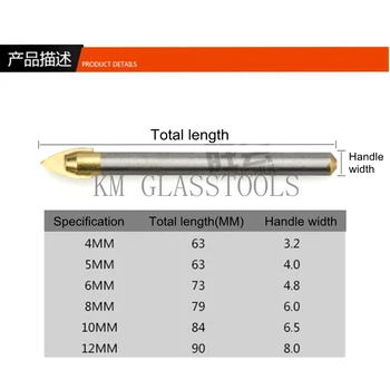 Gratis Forsendelse! Trekant drill bit - fliser, legering, glas rivalen, Diameter 4 mm-12 mm.