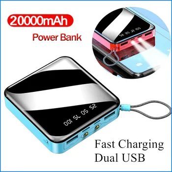 20000mAh Mini Power Bank Eksterne Batteri Digital Display 2 USB-Bærbare Dobbelt LED-Belysning Hurtig Oplader Batteriet