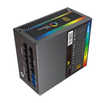 GameMax PSU Rigtigt Bedømt 1050W RGB Strømforsyning Fuldt Modulær og 80 PLUS Gold Certified med RGB-Lys-Mode Strømforsyning til Computeren