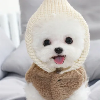 Vinteren Hund Tøj Cashmere Strik Hat Hund Coat Varme Hættetrøjer Tøj til Små Hunde Pels Hvalp Hund Sweater