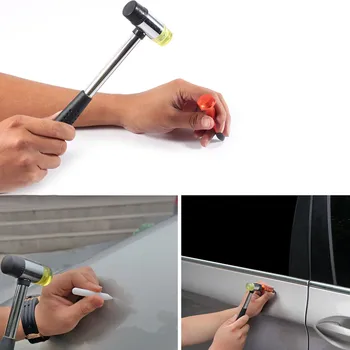 Furuix håndværktøj Paintless Dent Reparation Værktøjer Dent Removal Gummi Reparation Hammer Tryk Ned med 9 Hoveder Paintless Reparation Værktøjer